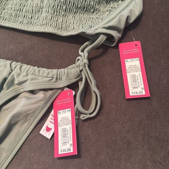 Women’s Junior’s Xhilaration Sage Green Bikini Swimsuit 2 Piece Size XL (12-14) - Picture 12 of 15